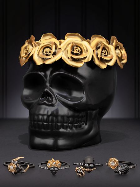 Midnight Rose Skull Candle - Skull Ring Collection