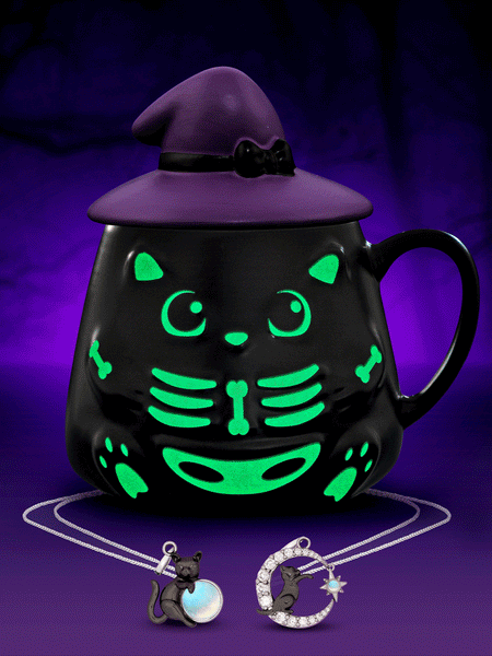 Black Cat Witch Candle - Black cat Necklace Collection