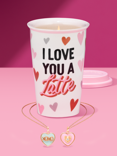 I Love You a Latte Mug Candle - Heart Shell Necklace Collection