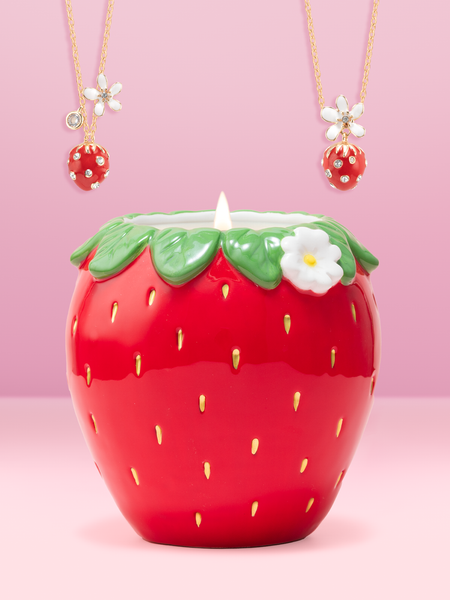Strawberry Jar Candle - Strawberry Necklace Collection