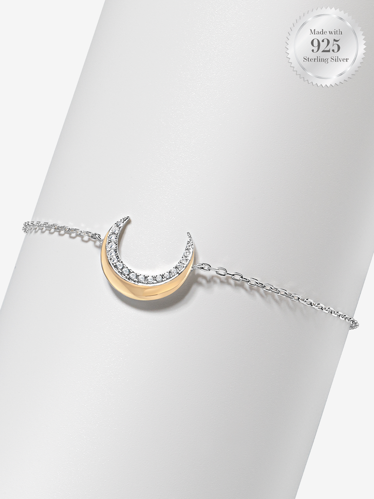 Crescent Moon Two Tone Bracelet