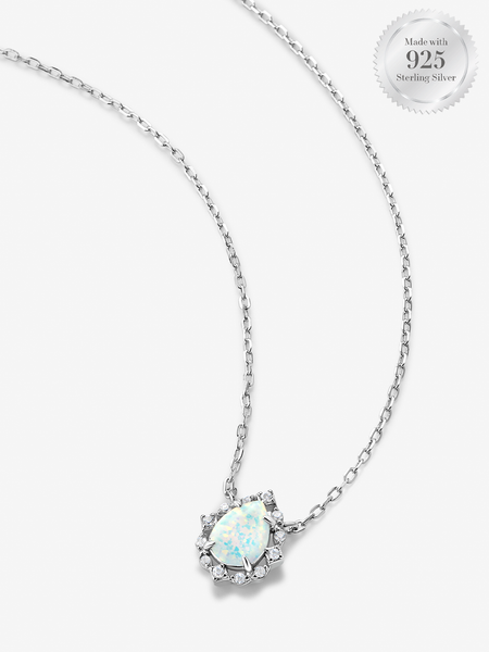 Pear Opal Halo Necklace