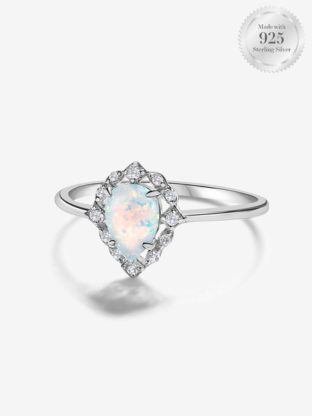Pear Opal Halo Ring