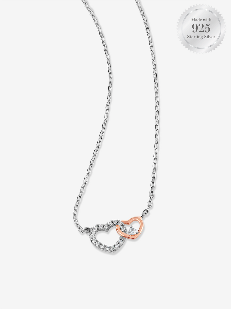 Interlocking Hearts Two Tone Necklace