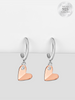 Folded Heart Two Tone Hoop Earrings