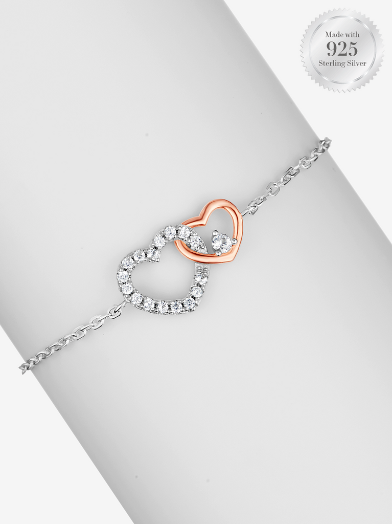 Interlocking Hearts Two Tone Bracelet