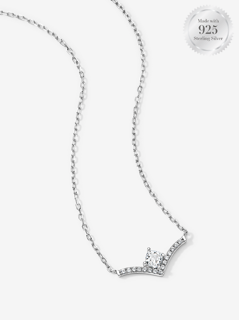 Solitaire Wishbone Bar Necklace