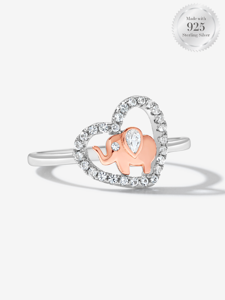 Sparkling Heart Two Tone Elephant Ring