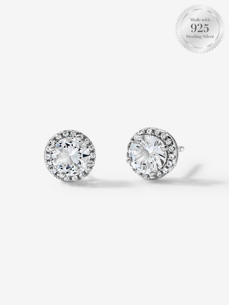 Classic Round Halo Stud Earrings